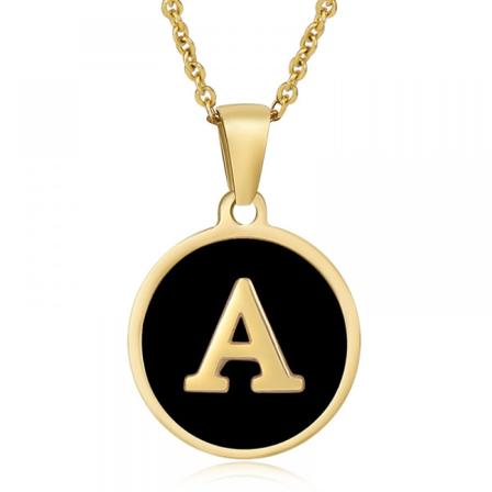 Personlig initialhalskjede 18K gullbelagt rustfritt stål myntanheng bokstavkjede minneverdig monogram navnehalskjede for kvinner jenter