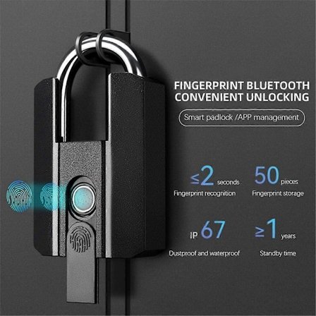 Fingeraftrykslås med nøglebackup USB genopladelig nøgle / BT TTLock APP / Fingeraftryksoplåsning Smart nøgle