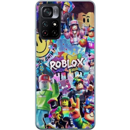 Kompatibelt Mobilskal till Xiaomi Xiaomi Poco M4 Pro 5G Stor färgglad Roblox-värld med många karaktärer, energifylld gaming-illustration perfekt f