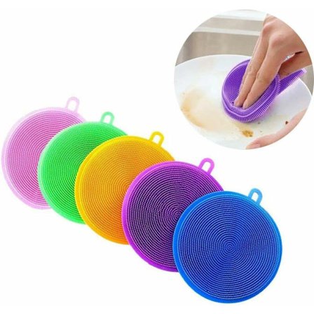 SiliConi-sieni - 5 kappaletta monivärisiä antibakteerisia keittiön puhdistussieniä keittiövälineiden, vihannesten, hedelmien puhdistamiseen, 