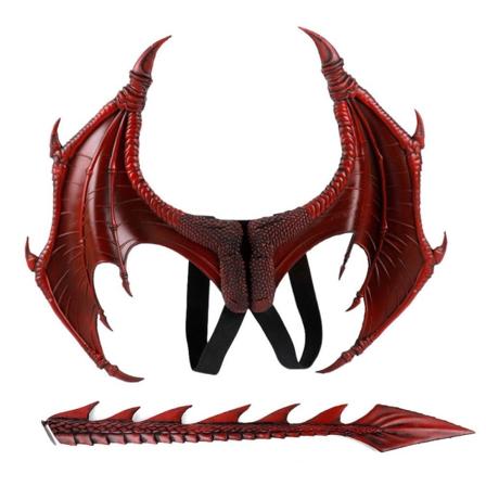 2st Cosplay Dragon Costume Kit inkluderar vinge och svans kostym Assessories Rollspel Carnival Dress Up för barn