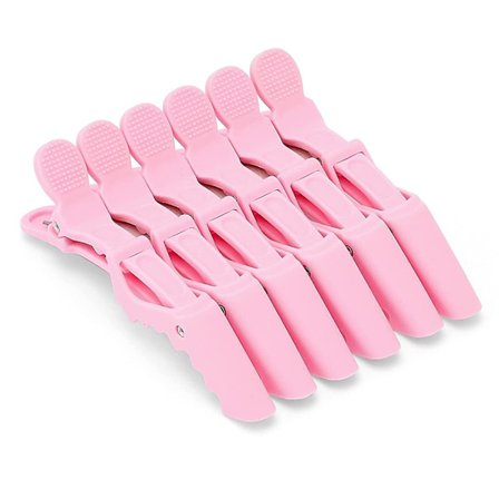 Pastellinpunaiset Alligator-hiuspihdit 6 kpl - Leveät hampaat hiusten osittamiseen