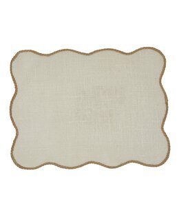 Bordskåner med buet kant 100% hør Off-white