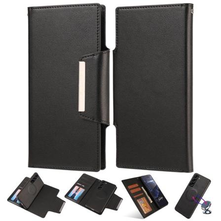 SKALO Samsung S23 Plus DOLIZMA 2 in 1 magneettinen lompakkokotel Black