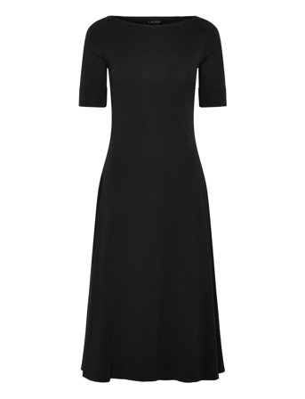 Rib-Knit Stretch Cotton Midi Dress Black Lauren Ralph Lauren