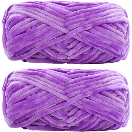 2-pakkaus Chenille-samettilangasta neulottu villapaksu lämmin virkkausneulontalangat DIY-käsinneulottuun kangastaidelaukkuun villapaita nukke 200g, 