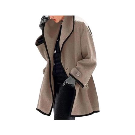 Damrock Enkel vinter med huva Varm mellanlång kappa-Khaki Variant storlek S