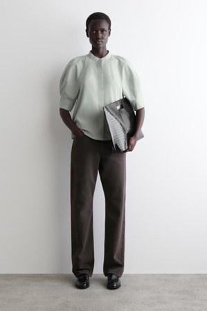 COS Bluzka Z Bufiastym Rękawem in Turkusowy