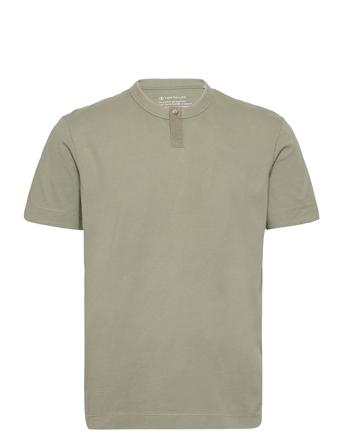 Naturally Dyed Henley T-Shirt T-shirts Short-sleeved Grønn Tom Tailor