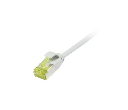 SYNERGY Patchkabel RJ45, CAT6A 500Mhz, 0,15m, grau, U/FTP, slimline rund d=3,8mm, TPE/LSZH(Superflex), AWG32, mit CAT7 Rohkabel, Synergy 21