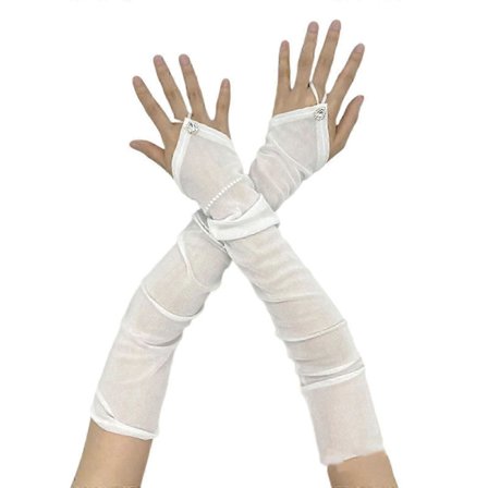 Lange fingerløse armvarmere til kvinder, vintage 1920'er kostume rekvisitter handsker bryllupper og aftenarrangement flapper udklædningstøj hvid uden 