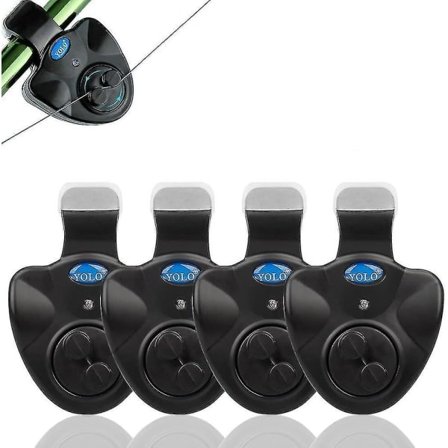 4-pakke fiskebittvarsler Sensitiv elektronisk indikator LED-lydvarsler på fiskestang med høy sirene