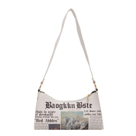 Tidningsbrevutskriftsväska PU Axelväska Underarmsväska Casual