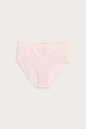 Kappahl | Majtki biodrówki z koronkowymi detalami Jasnoróżowy 3XL | Jasnoróżowy