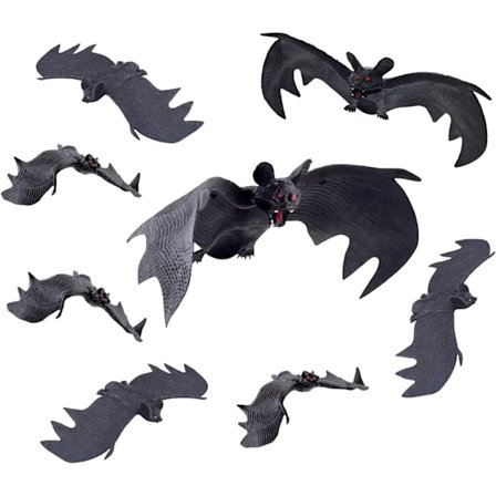 Halloween flagermus, Halloween dekoration flagermus 8 stk, 3D Halloween hængende flagermus, Halloween gummi flagermus legetøj dekoration Halloween 