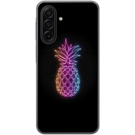 Kompatibelt Mobildeksel til Samsung Galaxy A17 5G Neonlysillustrasjon av ananas i fargerikt lys mot svart bakgrunn