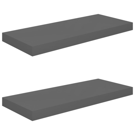 Vidaxl Svävande Vägghyllor 2 St Grå Högglans 60x23,5x3,8 Cm Mdf Grå
