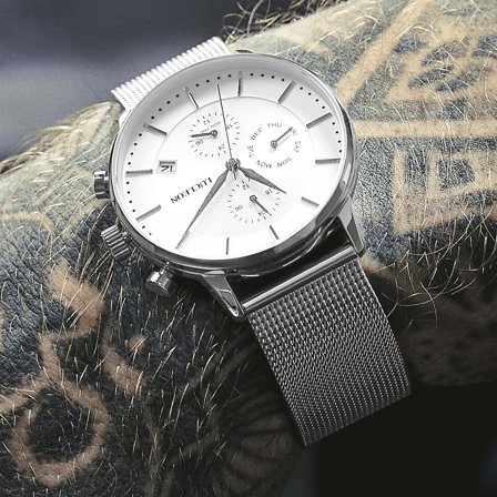 Ternion | Silver-tone and White Stainless Steel Dual-time Watch for Men - Wrist watches
