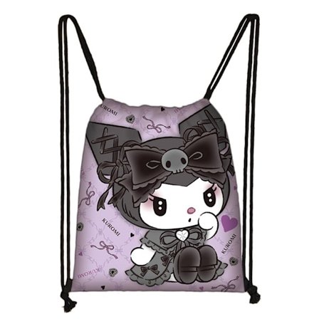 Kuromi Snøre Rygsæk PE Sport Svømning Skole Rejsetaske 32x38cm