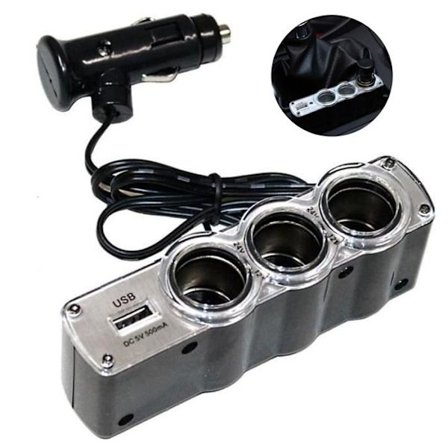 Cigarrtändare Dual Power Socket TD 60W 12-15V 3 portar och USB-port för att ladda enheter och mobiltelefoner