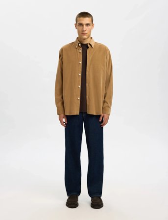 Selected Slmregcole Danni Cord Bd Ls Shirt Noos - Beige - M