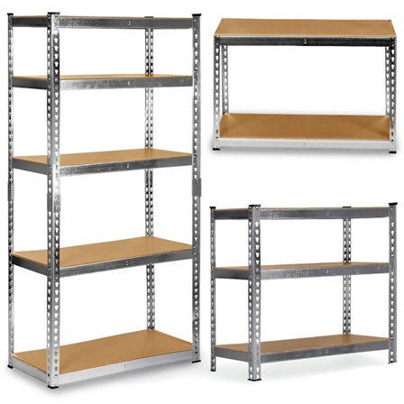 Förvaringshylla i metall, 183x90x40 cm, 5 MDF-hyllor