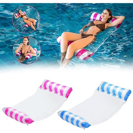 2 st Flytande Reclining Float Hammock, 4 i 1 Uppblåsbar Pool Floats