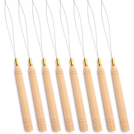 Hårforlengelse løkke nål trådverktøy, tre hårforlengelse trekk krokverktøy for mikro ringer nano perler styling tilbehør 8 stk, 233 mm