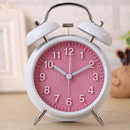 4" Dobbelt Klokke Vækkeur Støjsvag Natbord Rejse Ur Vintage