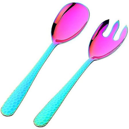 Salatske Ske & Gaffel Sæt 12 Tommer Rustfrit Stål Regnbue Servering