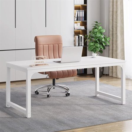 Skrivbord i modern design med stabil metallram 160x80cm - Vit