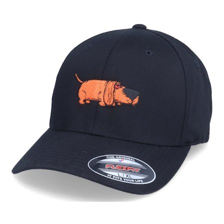 Iconic - Černá flexfit Kšiltovka - Dachshund Weiner Dog Black Flexfit @ Hatstore