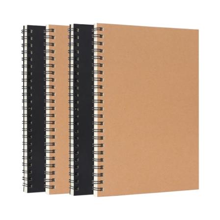 A5 spiralnotatbok 4-pakk Kraft-omslag foret journalnotatbok 7,9" x 5,5" fôret journalnotatbok 60 ark/120 sider