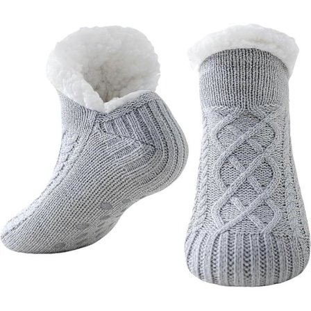 Sokker med skridsikre såler til damer og herrer, tykke, bløde sokker med gummibelægning, hyggelige, varme, skridsikre vintersokker til damer og piger,