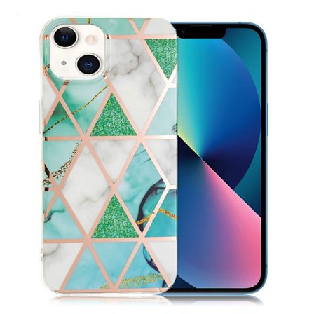 Marmormotiv iPhone 13 Mini skal - Grön / Vit