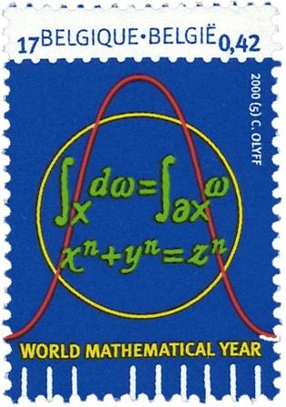 Belgien 2000 - Matematikkens år - Postfrisk frimærke