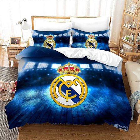 Real Madrid Fotballag Dynetrekksett, 100% Mikrofiber, 3D Digitaltrykt Sengetøy, 2 Deler