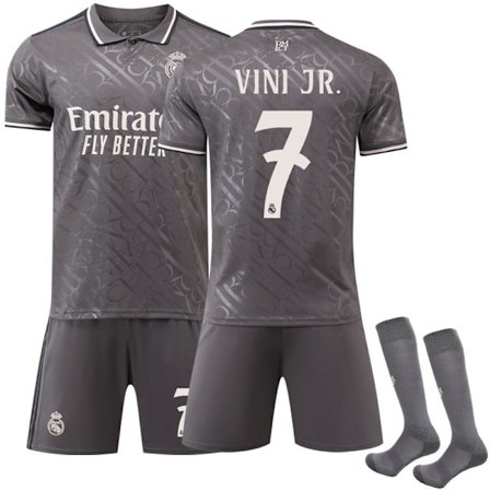 Real Madrid Borte Fotballdrakt Barn & Voksen 2024-2025 Vinicius Nr. 7 VINI JR