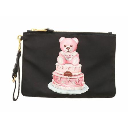 Moschino, Cake Bear Clutch Zwart, Dames, Maat:ONE Size