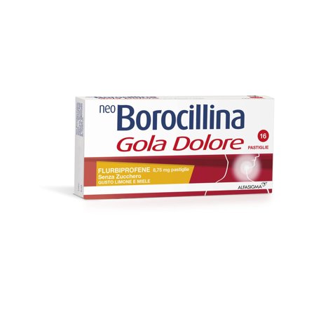 Neoborocillina Gola Dolore 16 Pastiglie 8,75mg Limone Miele Senza