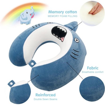Puhdas Memory Foam Eläin U-muotoinen niskatyyny, mukava missä tahansa istuma-asennossa lentokoneessa, autossa, junassa lapsille.