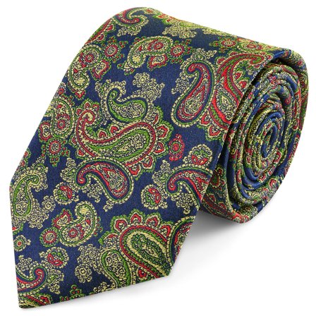 Farbenfrohe HELLBLAUE Seidenkrawatte mit Paisley-Muster | 8 cm für Männer - Krawatten mit Muster