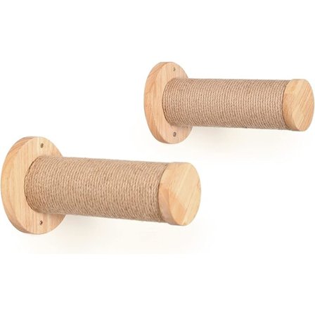 Kattevæg Møbler, 11,8 Tommer Kattevæg Trin til Gipsplader, Kattetrapper til Vægmontering med Jute Kradse Kattehylde til de fleste katte, 2 af pakken