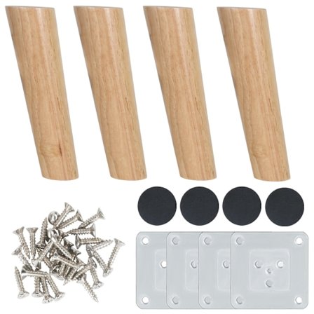 4 stk møbelben 20cm tre sofa ben med monteringsplate skruer og sklisikker matte skrå tre møbelben for seng garderobe bord og stoler