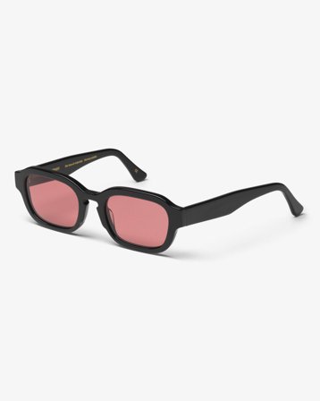 Sunglass 01 - Deep Black Solid - Dark Pink - One Size