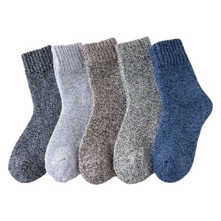 5 par ullstrumpor herr förtjockade varma vinterstrumpor för vandring