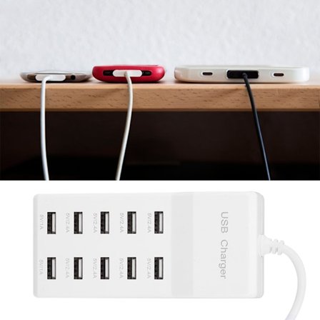 5V 10-port intelligent hurtiglader USB-lader for mobiltelefon