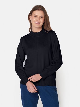 SIGNATURE - Langærmet Strik - Navy - Krave Detalje