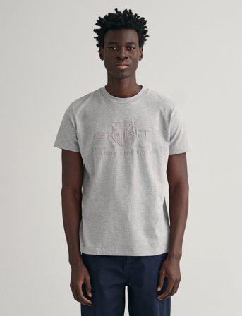 GANT Reg Tonal Shield Ss T-Shirt - Grey - XL