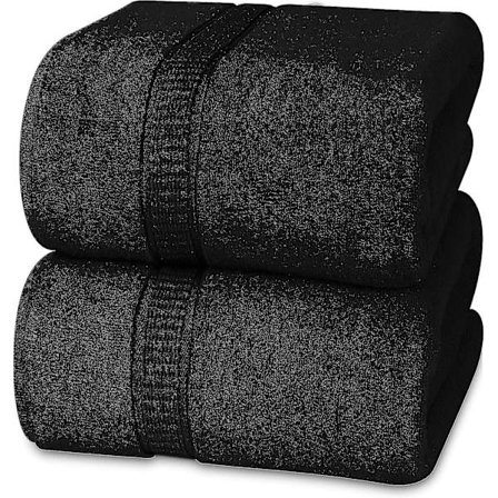 Premium Jumbo Badlakan (90 x 180 cm, 2-pack) - 100% Ringspunnen Bomull Högabsorberande och Snabbtorkande Extra Stort Badlakan